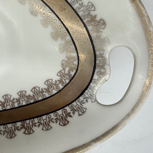 PV Vessra Germany Porcelain Oval Serving Bread Dish Gold Trim Handles art deco - Picture 9 of 9